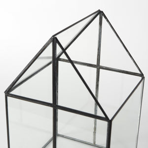 Homeroots 10" Clear And Black Glass And Metal Terrarium Box  Glass And Metal 392582