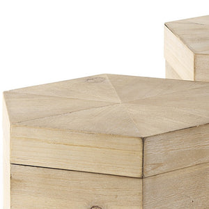 Homeroots Set Of Two 12" Natural Solid Wood Box  Solid Wood 392585