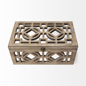 Homeroots 16" Natural And Brown Solid Wood Box  Solid Wood 392590