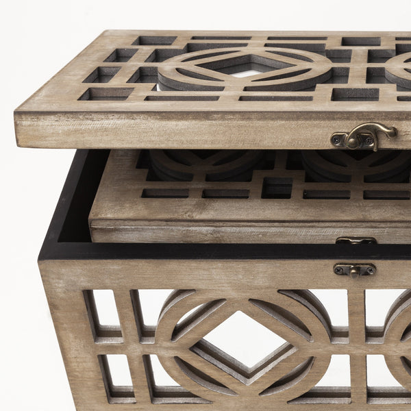 Homeroots 16" Natural And Brown Solid Wood Box  Solid Wood 392590