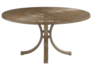 Lexington Tommy Bahama Outdoor 3925-875c Contemporary Round Dining Table With Radial Top Design For Elegant Outdoor Living Spaces Medium Brown Wood 3925-875c