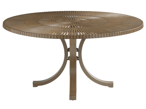 Lexington Tommy Bahama Outdoor 3925-875c Contemporary Round Dining Table With Radial Top Design For Elegant Outdoor Living Spaces Medium Brown Wood 3925-875c