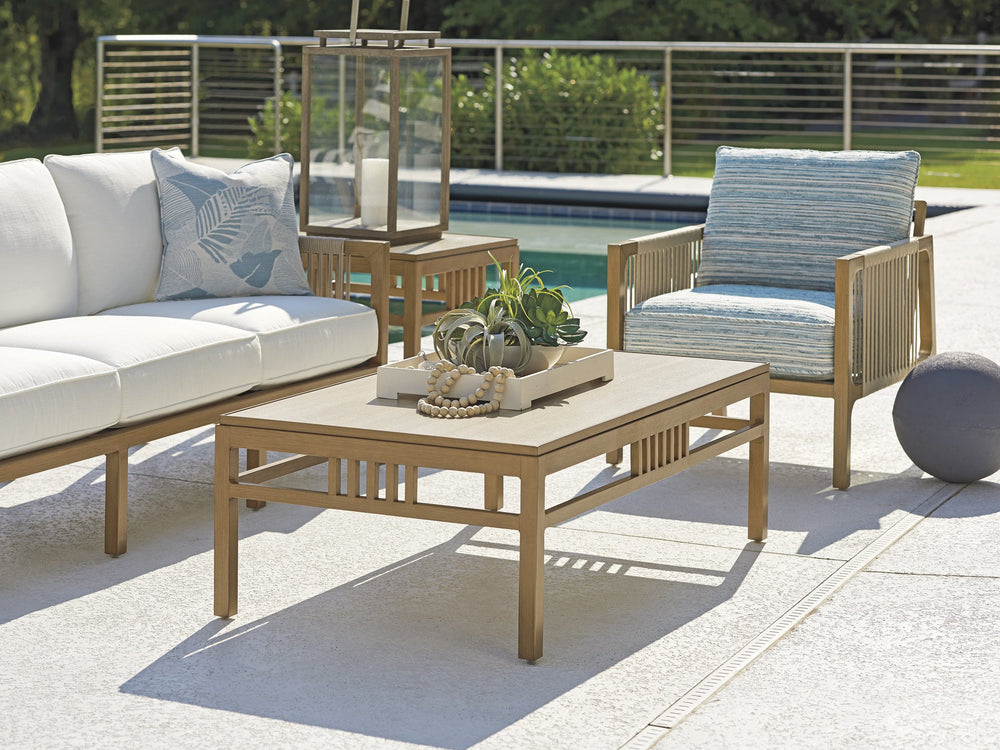 Lexington Tommy Bahama Outdoor 3925-945c Contemporary Rectangular Cocktail Table For Elegant Outdoor Living & Stylish Design Medium Brown Wood 3925-945c