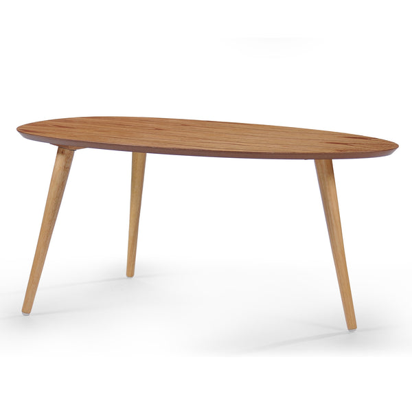 English Elm Christopher Knight Home® - Coffee Table - Elegant Mid-Century Modern Oval Design, Natural Wood Finish, Tripod Legs For Stability N771P256402K