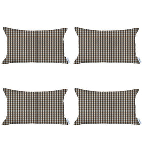 Homeroots Set Of 4 Peach Houndstooth Lumbar Pillow Covers   392602