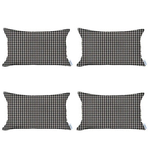 Homeroots Set Of 4 Cream Houndstooth Lumbar Pillow Covers   392604