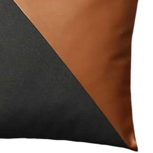 HomeRoots Set of Four 18-Inch Decorative Brown and Black Faux Leather Pillow Covers for Stylish Home Decor 392607