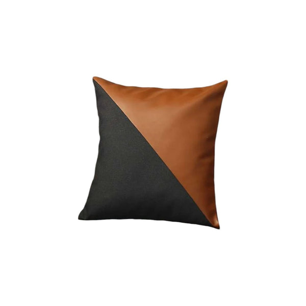 HomeRoots Set of Four 18-Inch Decorative Brown and Black Faux Leather Pillow Covers for Stylish Home Decor 392607