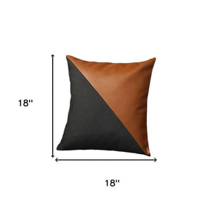 HomeRoots Set of Four 18-Inch Decorative Brown and Black Faux Leather Pillow Covers for Stylish Home Decor 392607