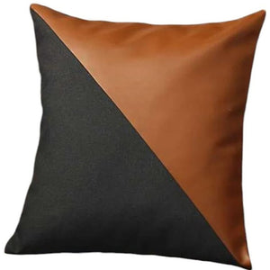 HomeRoots Set of Four 18-Inch Decorative Brown and Black Faux Leather Pillow Covers for Stylish Home Decor 392607