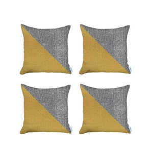 Homeroots Set Of 4 White And Yellow Diagonal Pillow Covers   392613