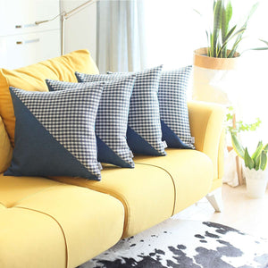 Homeroots Set Of 4 Blue Houndstooth Pillow Covers   392621