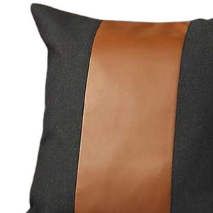 HomeRoots Set of Four 18" Brown & Black Faux Leather Pillow Covers - Stylish, Versatile, and Easy to Care For 392623