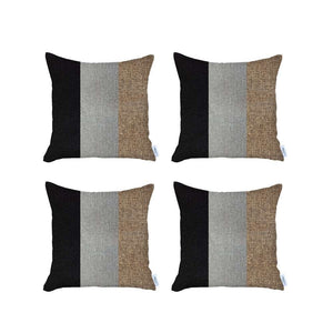Homeroots Set Of 4 Modern Brown Striped Pillow Covers   392627