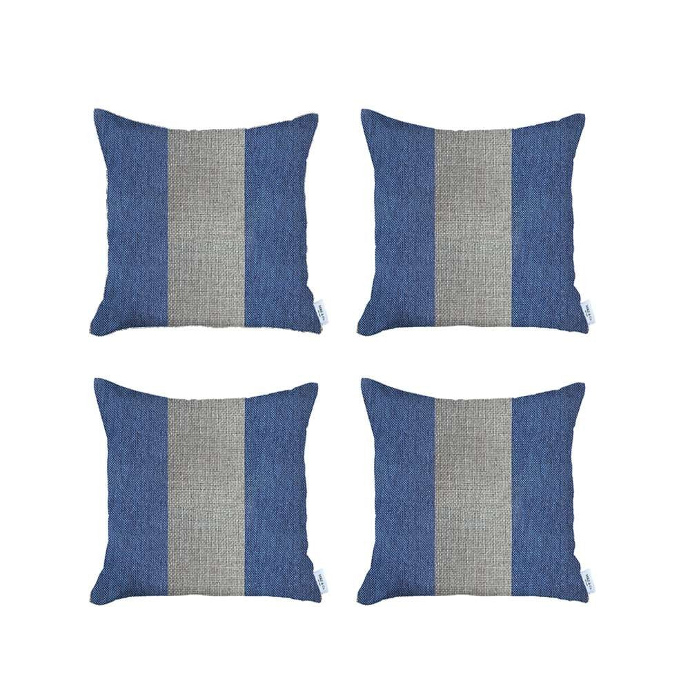Homeroots Set Of 4 Blue And White Center Pillow Covers   392634