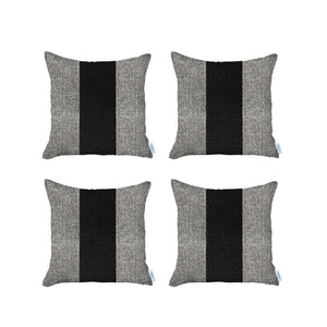 Homeroots Set Of 4 Gray And Black Center Pillow Covers   392636