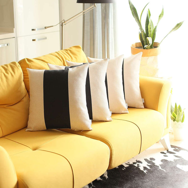 Homeroots Set Of 4 Black And Yellow Center Pillow Covers   392637