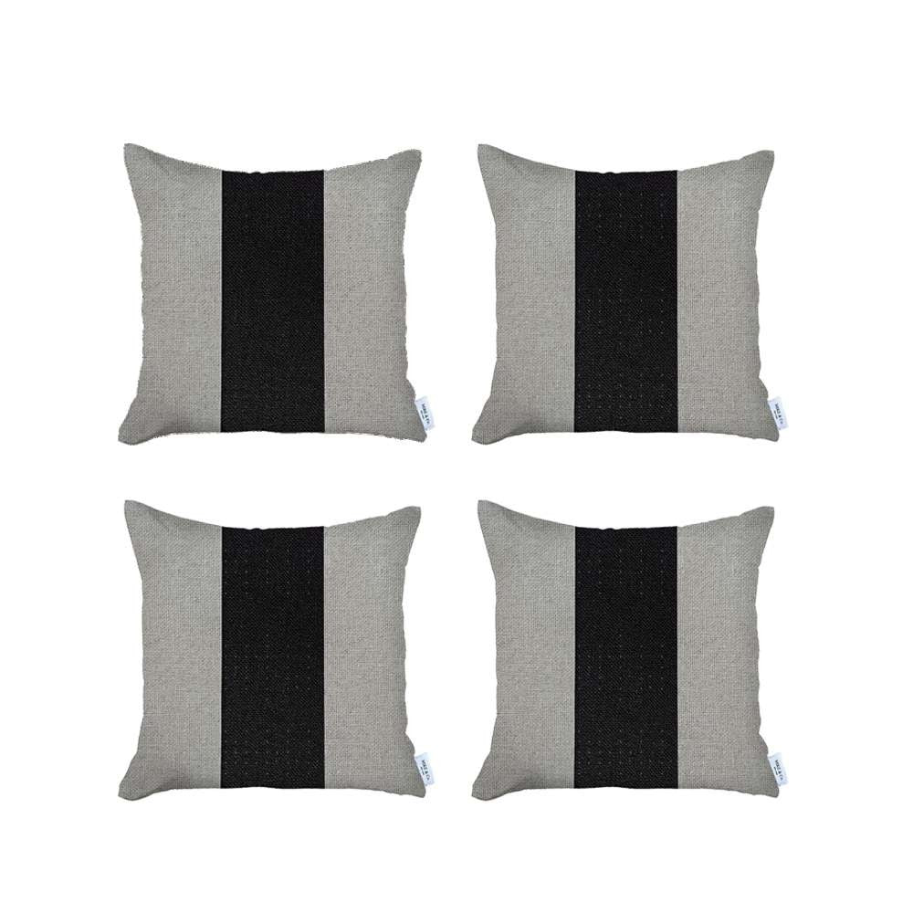 Homeroots Set Of 4 Black And Yellow Center Pillow Covers   392637
