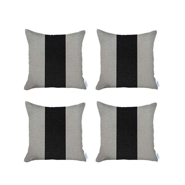 Homeroots Set Of 4 Black And Yellow Center Pillow Covers   392637
