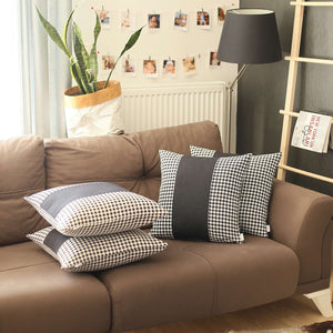 Homeroots Set Of 4 Black Houndstooth Pillow Covers   392643