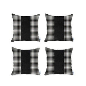 Homeroots Set Of 4 Black Houndstooth Pillow Covers   392643