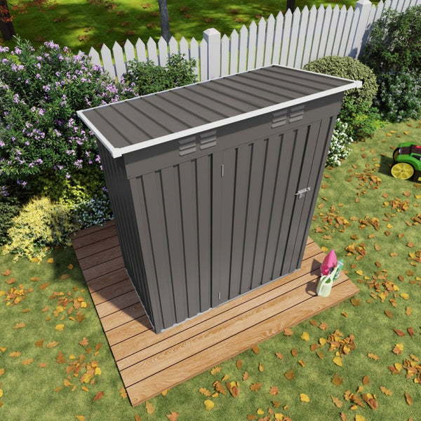 English Elm 5x3 Ft Galvanized Steel Outdoor Storage Shed with Peaked Roof and Lockable Door W3213P309351