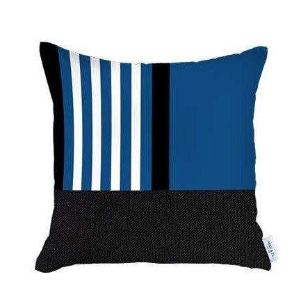 Homeroots Set Of 4 Blue And Black Printed Pillow Covers   392651