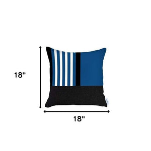 Homeroots Set Of 4 Blue And Black Printed Pillow Covers   392651