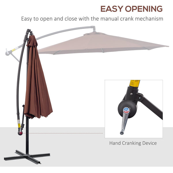 English Elm Outsunny 10' Cantilever Patio Umbrella With Uv Protection, Sturdy Frame & Easy Crank Operation, Brown W2225P217963-GIGA