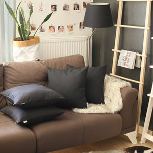 Homeroots Set Of 4 Black Textured Pillow Covers   392655