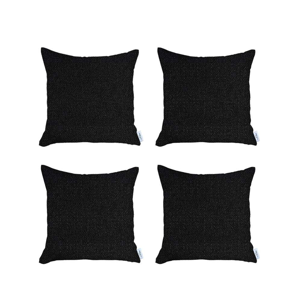 Homeroots Set Of 4 Black Textured Pillow Covers   392655