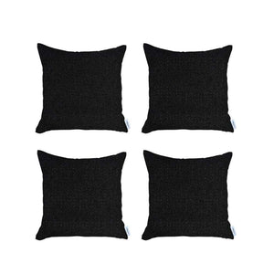 Homeroots Set Of 4 Black Textured Pillow Covers   392655