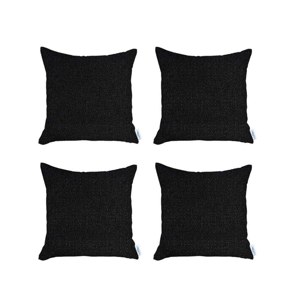Homeroots Set Of 4 Black Textured Pillow Covers   392655