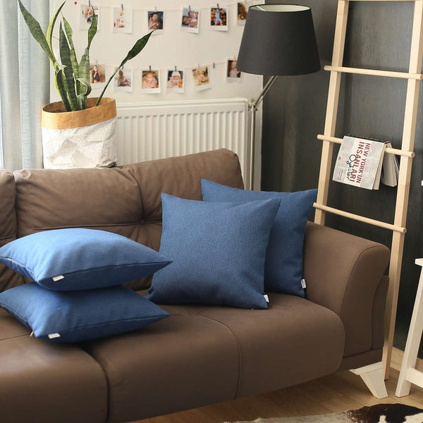 Homeroots Set Of 4 Blue Textured Pillow Covers   392659