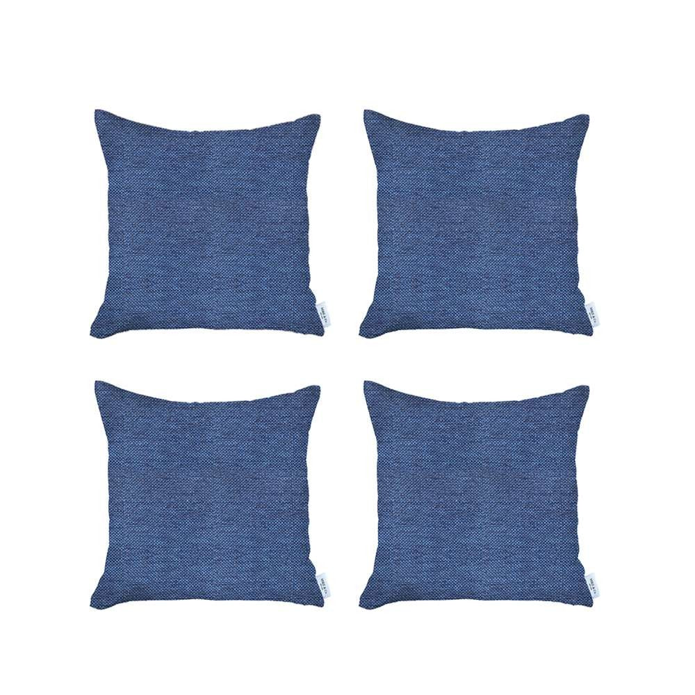 Homeroots Set Of 4 Blue Textured Pillow Covers   392659