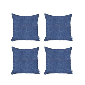 Homeroots Set Of 4 Blue Textured Pillow Covers   392659