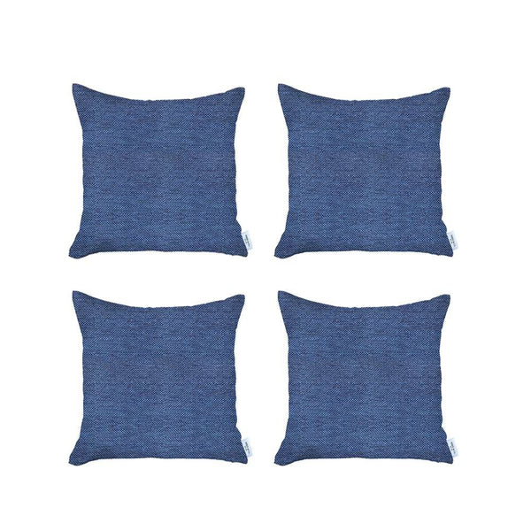 Homeroots Set Of 4 Blue Textured Pillow Covers   392659