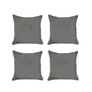Homeroots Set Of 4 Black Houndstooth Pillow Covers   392663