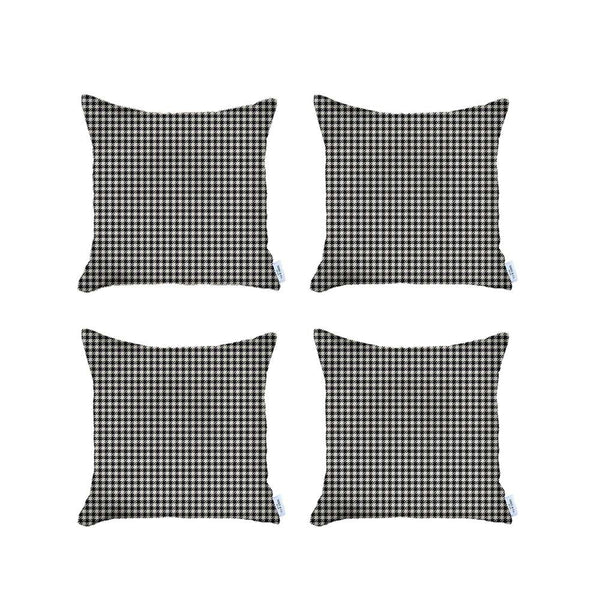 Homeroots Set Of 4 Black Houndstooth Pillow Covers   392663