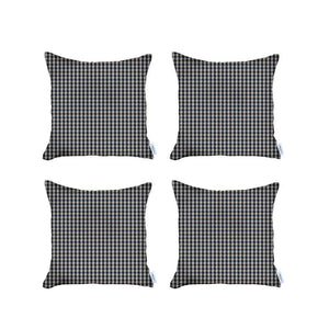 Homeroots Set Of 4 Blue Houndstooth Pillow Covers   392664