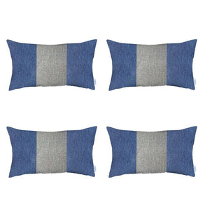 Homeroots Set Of 4 Blue And White Lumbar Pillow Covers   392679