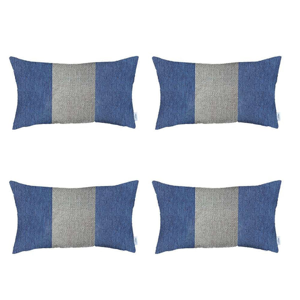 Homeroots Set Of 4 Blue And White Lumbar Pillow Covers   392679