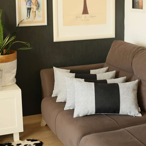 Homeroots Set Of 4 Ivory And Black Lumbar Pillow Covers   392681