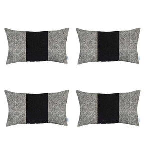 Homeroots Set Of 4 Ivory And Black Lumbar Pillow Covers   392681