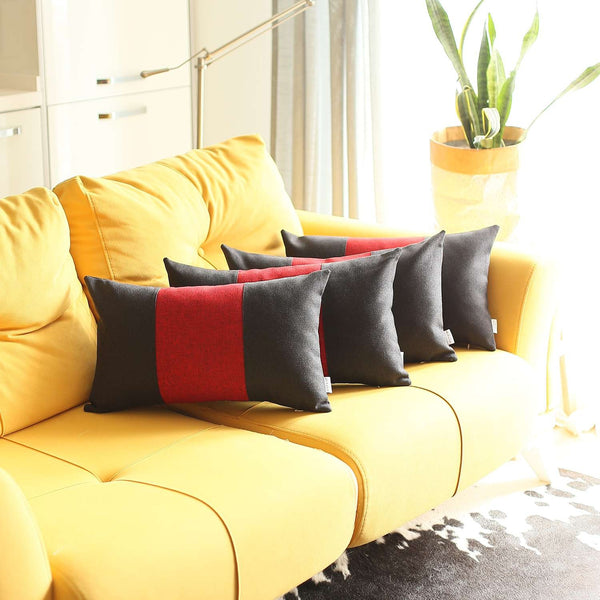 Homeroots Set Of 4 Black And Red Lumbar Pillow Covers   392684