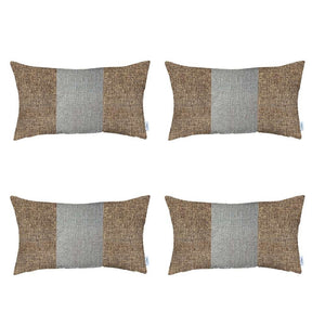 Homeroots Set Of 4 Brown And White Lumbar Pillow Covers   392686