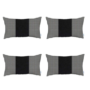 Homeroots Set Of 4 Black Houndstooth Lumbar Pillow Covers   392688