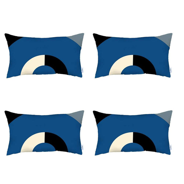 Homeroots Set Of 4 Blue Modern Lumbar Pillow Covers   392695