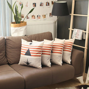 Homeroots Set Of 4 Orange And Ivory Striped Pillow Covers   392698