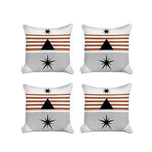 Homeroots Set Of 4 Orange And Ivory Striped Pillow Covers   392698